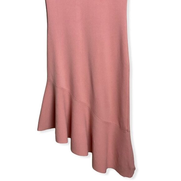 525 America Midi Dress NWT $138 Asymmetrical Ruffle Hem in Pink Sand Women’s Sm - Picture 5 of 7